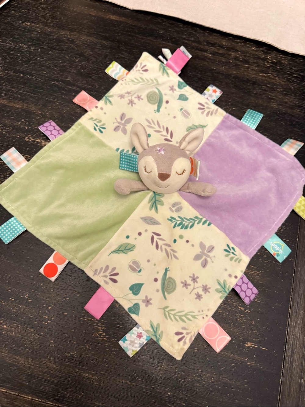 Plush Woodland Deer Tag Blanket - Lavender & Sage